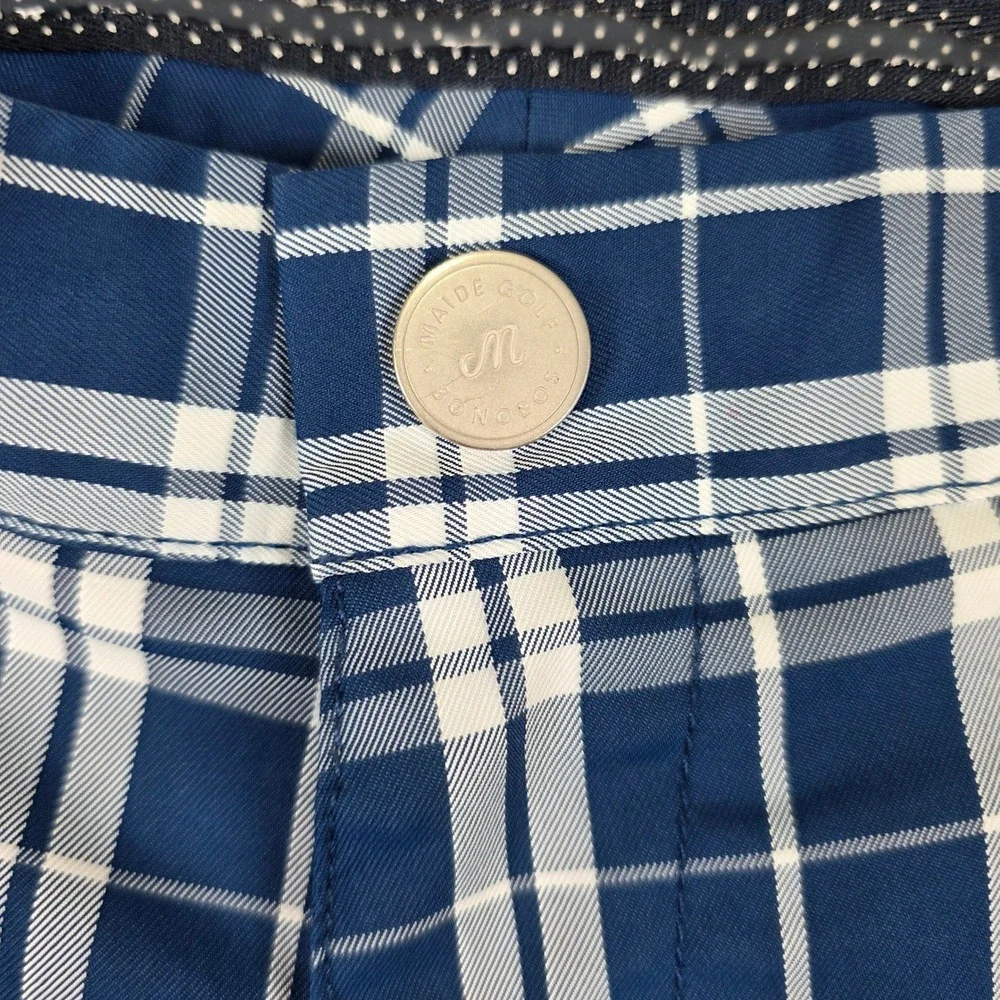 Maide Bonobos Mens Golf‎ Shorts 32 Navy Blue White Plaid Performance Pockets